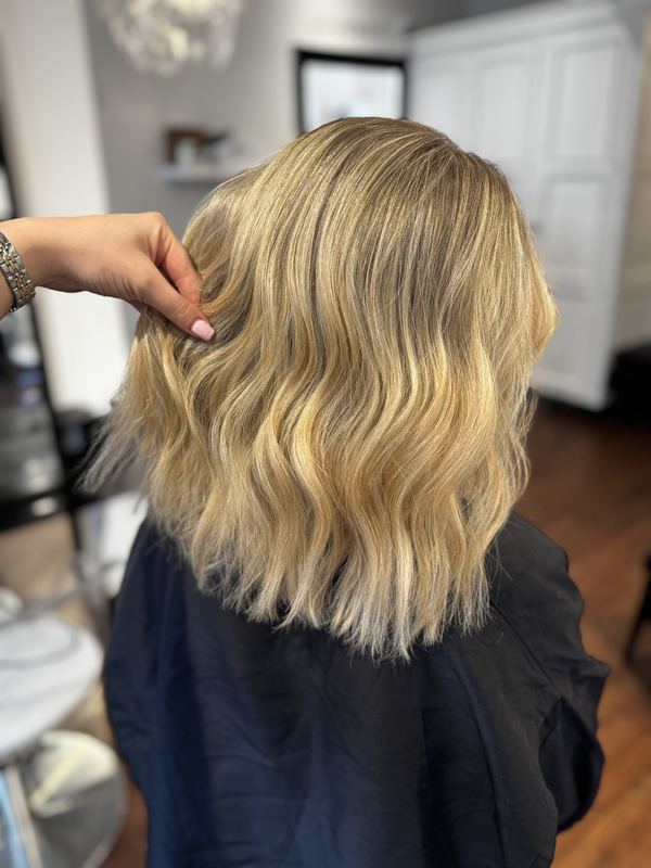 Bright blonde textured lob