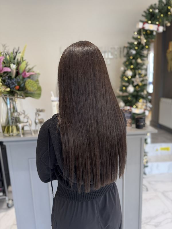 Mirror-sleek espresso brunette