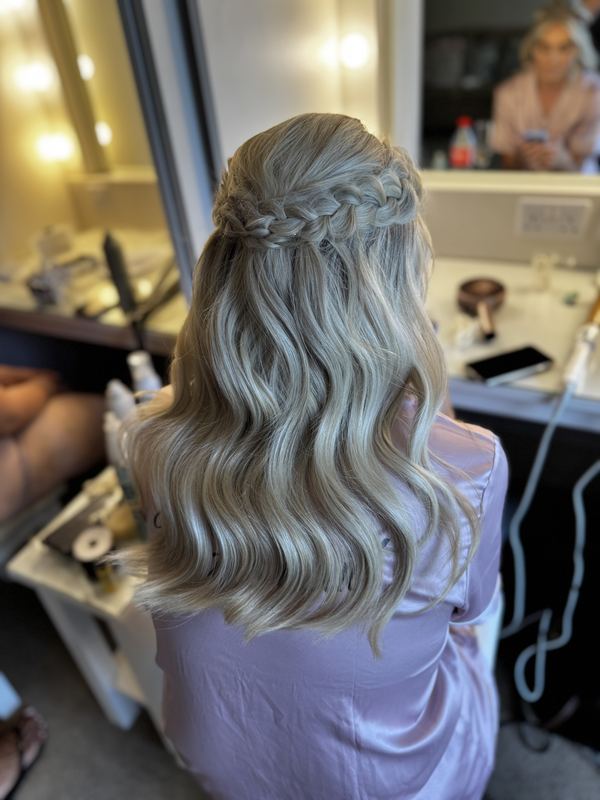 Braided half-up with vintage waves