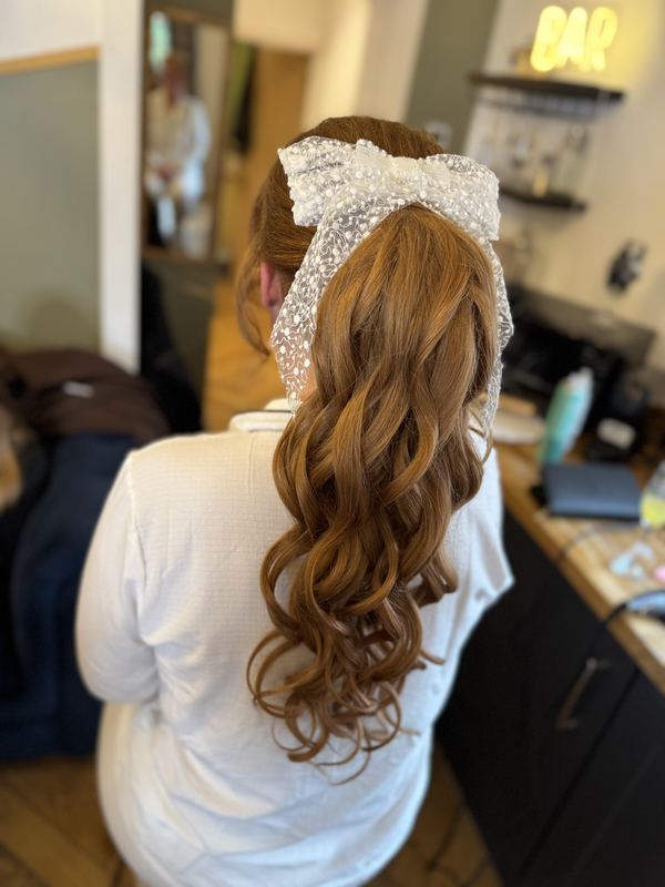 Copper curls with a pearl bow