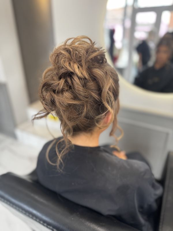 Curly textured updo