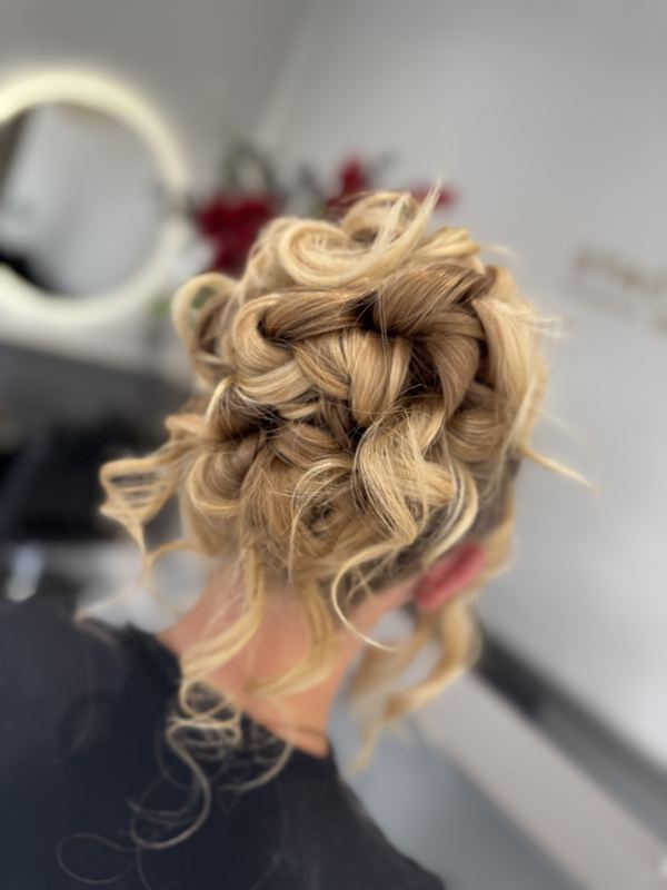 High curly updo — back detail
