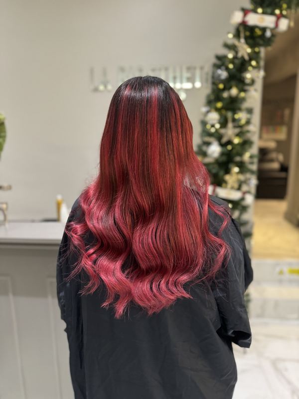 Cherry red with a shadow root