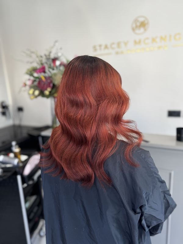 Fiery copper Hollywood waves
